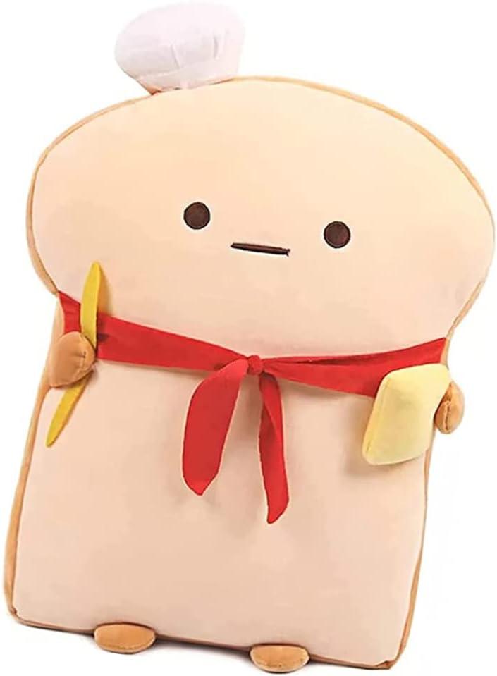 18.9'' Toast Baguette Plush Pillow, Bread Shape Plush Toy Hugging Pillow with Red Scarf,Soft Toast Food Sofa Cushion for Home Decor,Funny Gift Plush Stuffed Hugging Toy for Kids