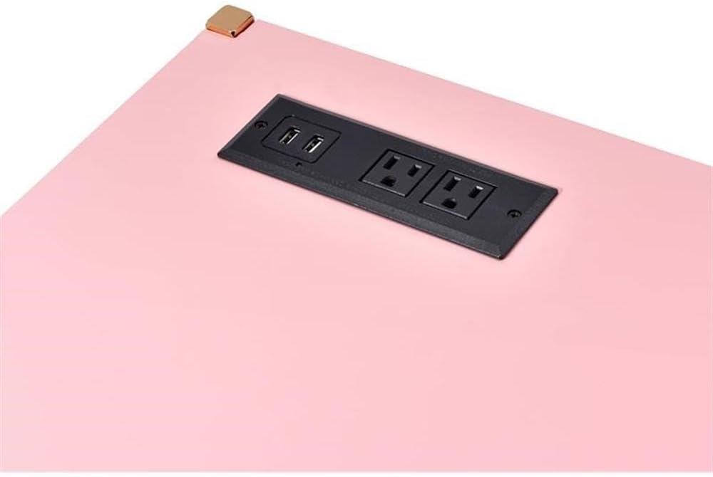 ACME Midriaks Writing Desk with USB Port in Pink and Gold