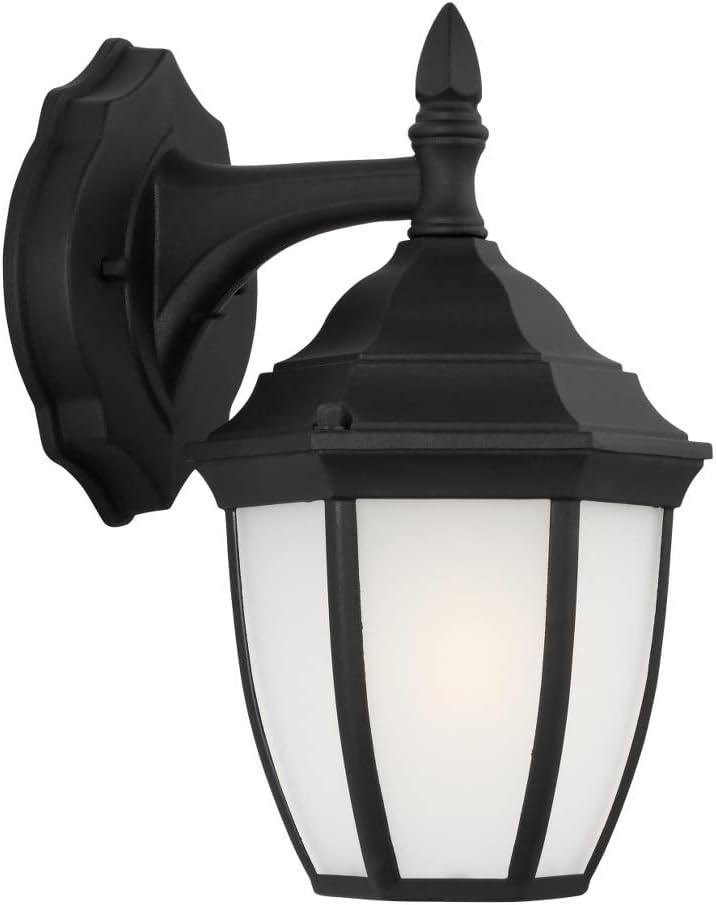 Black Satin Etched Glass Outdoor Wall Lantern