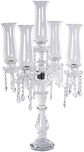 32-Inch Clear Glass 5-Arm Hurricane Candelabra