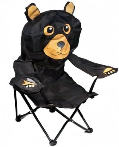 Black Bear Kids Folding Camp Chair with Cup Holder and Carry Bag