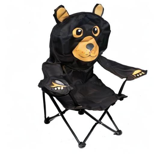 Black Bear Kids Folding Camp Chair with Cup Holder and Carry Bag