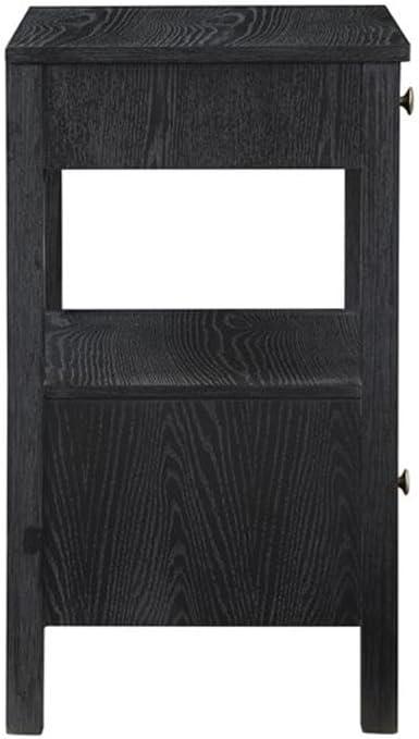 Comfort Pointe Delano Nightstand Black: 2 Drawers, Oak Veneer, Metal Glides, No Assembly Required