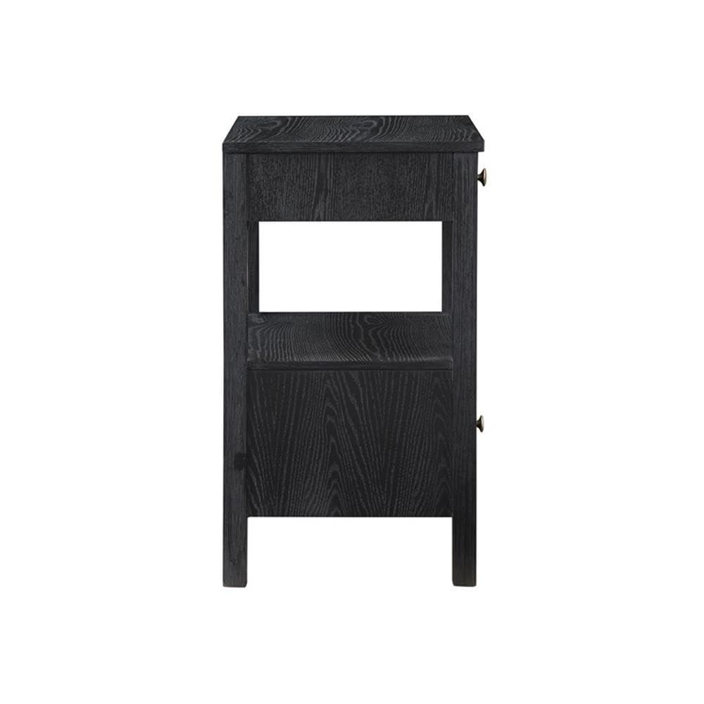 Comfort Pointe Delano Nightstand Black: 2 Drawers, Oak Veneer, Metal Glides, No Assembly Required