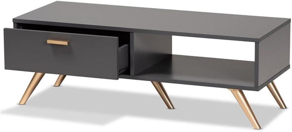 Kelson Wood Coffee Table Dark Gray/Gold - Baxton Studio