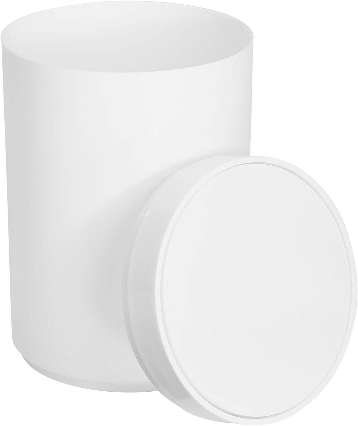 White Plastic Swing-Top Lid Small Kitchen Trash Can