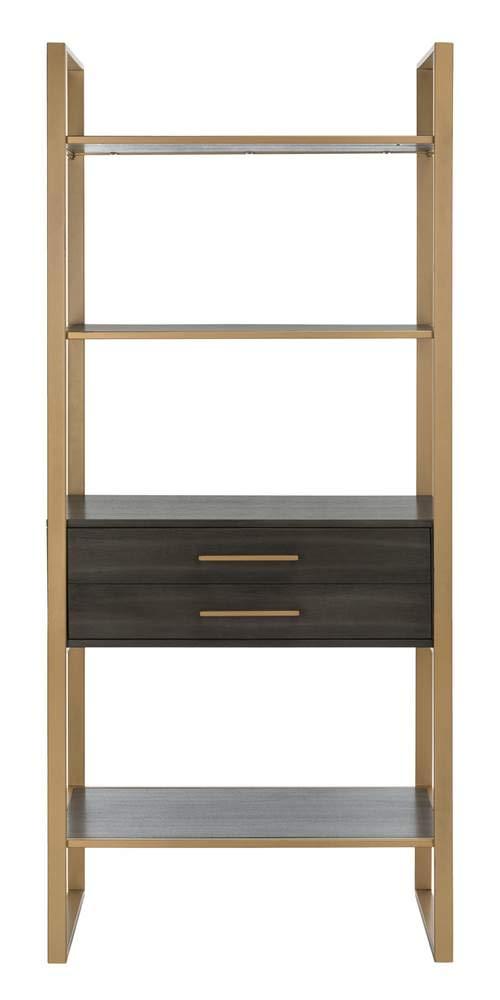 Skylar 4 Tier 1 Drawer Etagere - Gold / Grey - Safavieh