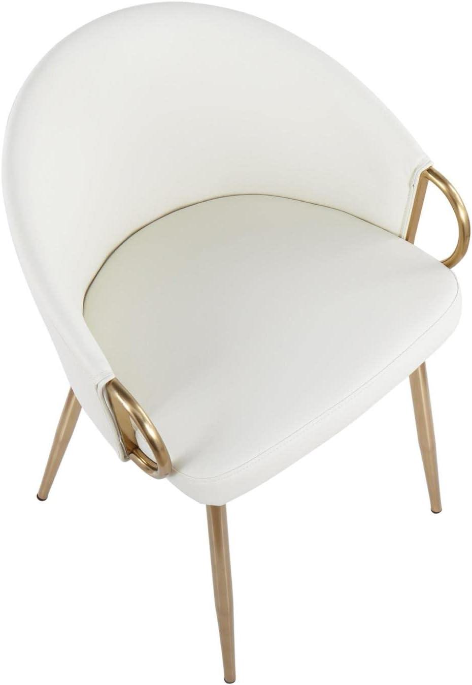 LumiSource Gold Metal, White PU Claire Chair