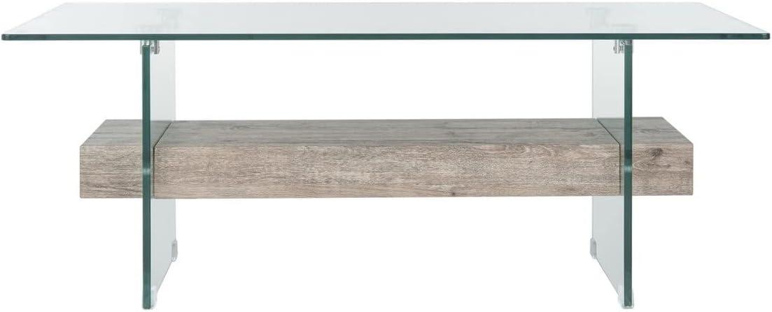 43'' Grey Oak and Glass Rectangular Transitional Coffee Table