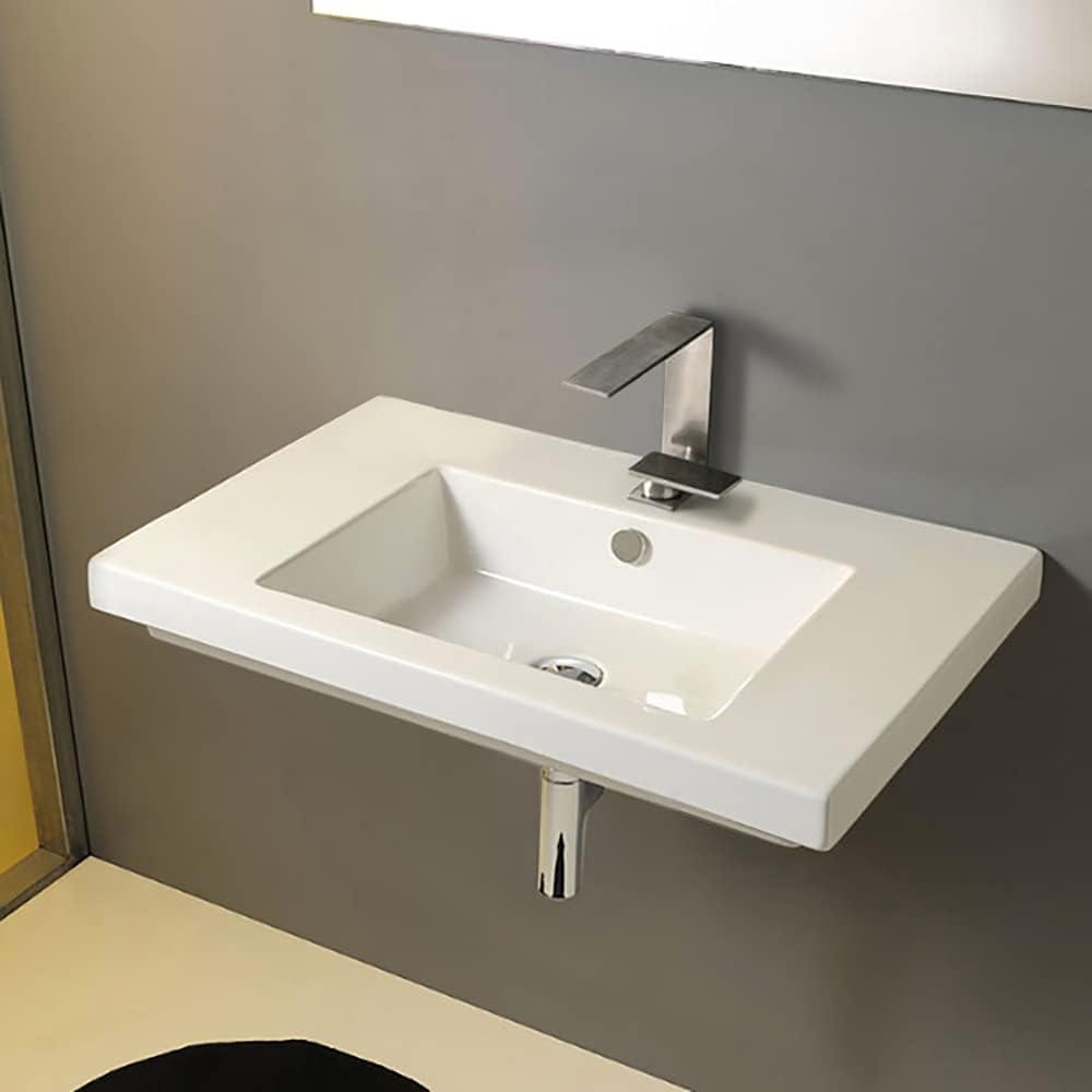 Iotti By Nameeks Cangas 17.72'' Glossy White Vitreous China Rectangular Bathroom Sink with Overflow