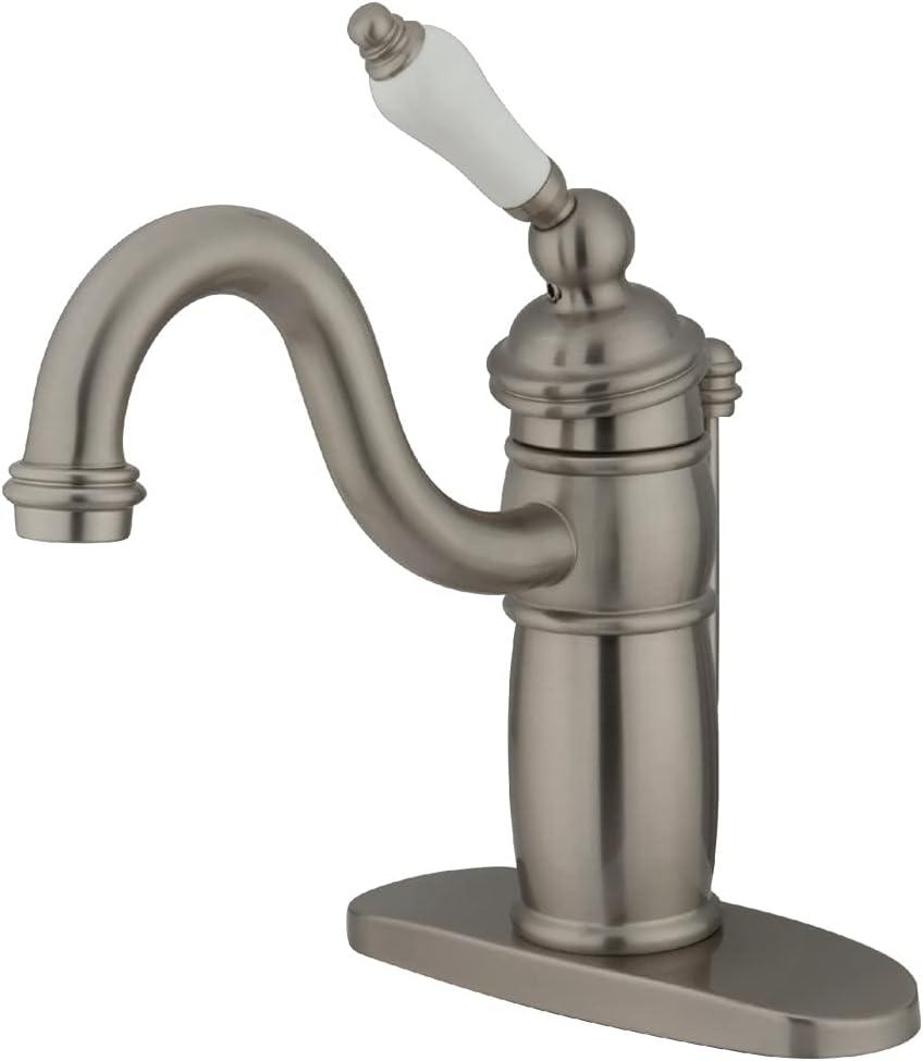 Kingston Brass Victorian Single-Handle 1-Hole Deck Mount Bathroom Faucet with Plastic Pop-Up