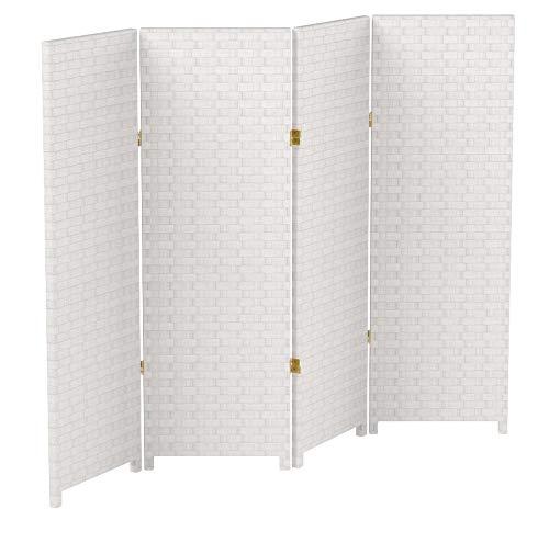 Handmade Woven Fiber Four-Panel Four-Foot Room Divider (China) White