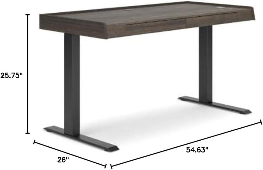 Signature Design by Ashley Contemporary Zendex 55" Adjustable Height Desk, Dark Brown