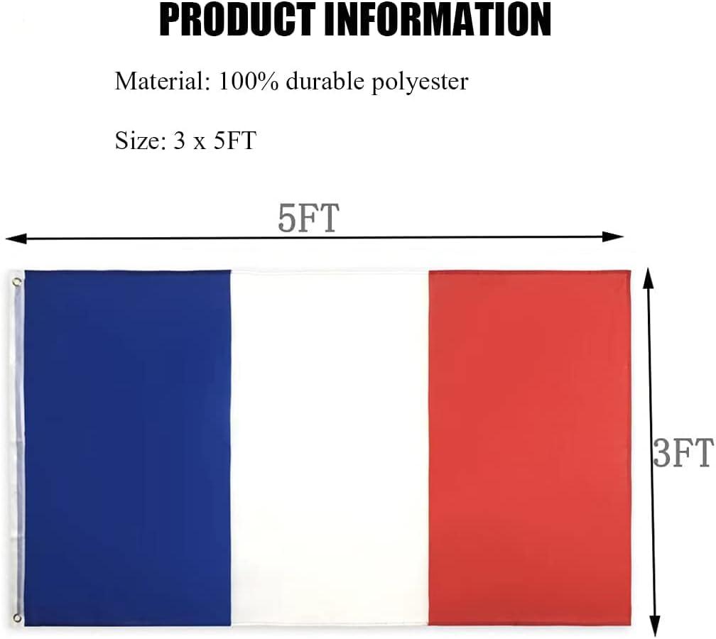 France National Flag Polyester Fiber 3x5 Feet Flag, Bright Colors And Anti-ultraviolet Fade Flag Indoor Outdoor Banner