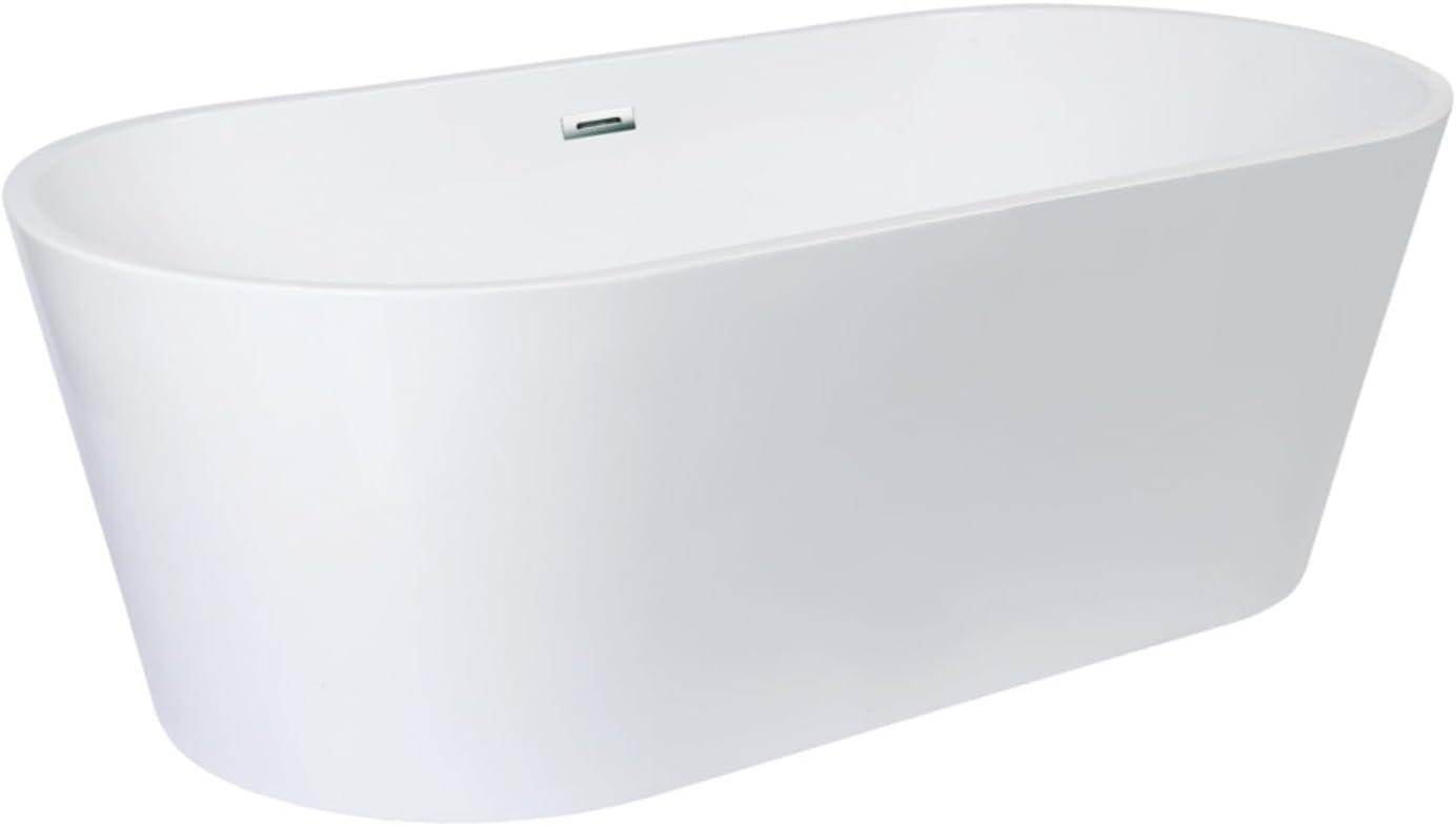 Kingston Brass Aqua Eden 71-Inch Acrylic Oval Double Ended Freestanding Tub with Drain