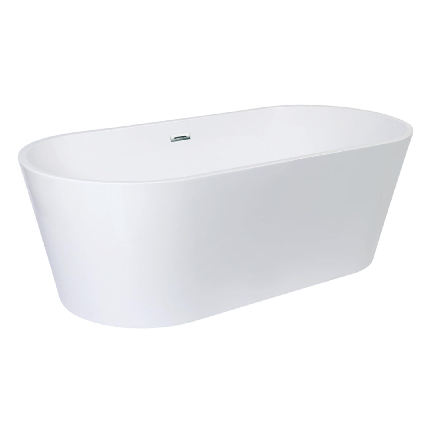 Kingston Brass Aqua Eden 71-Inch Acrylic Oval Double Ended Freestanding Tub with Drain