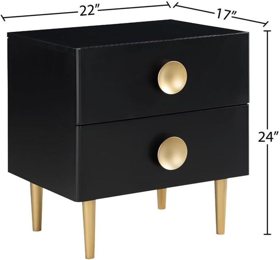 Meridian Furniture Zayne Contemporary Metal Nightstand in Rich Black Finish