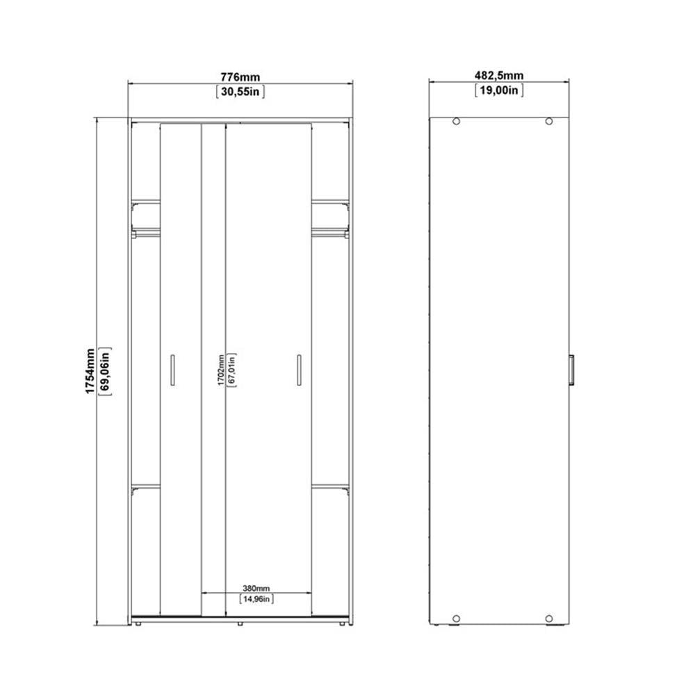 Tvilum, Space Wardrobe with 2 Sliding Doors, White