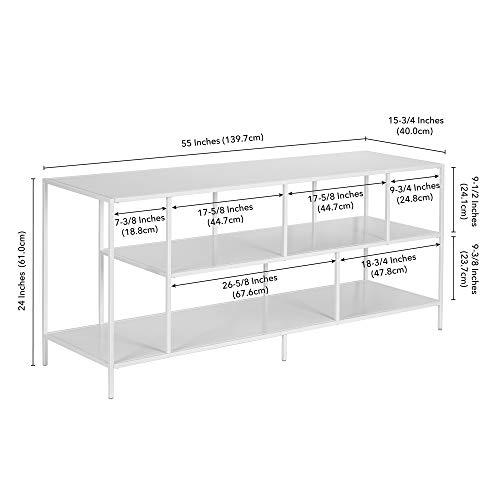 Matte White 55" Steel 3-Shelf TV Stand