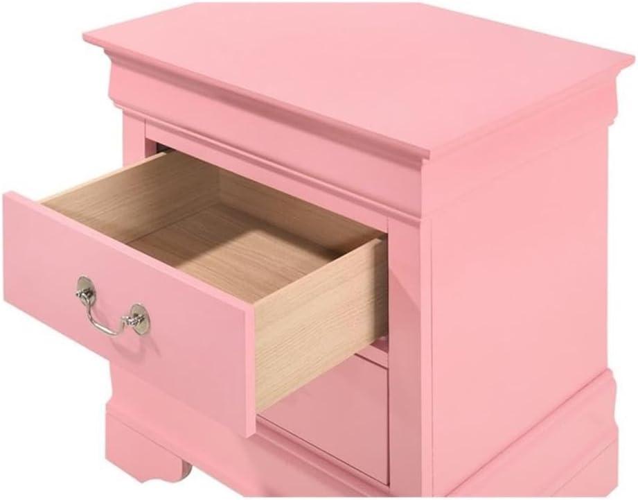 Glory Furniture Louis Phillipe 2 Drawer Nightstand in Pink