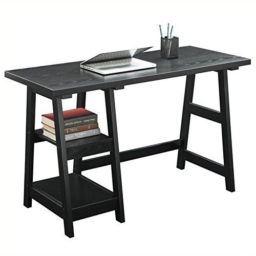 Convenience Concepts Designs2Go 29.25" Tall Trestle Desk with Shelves, Black