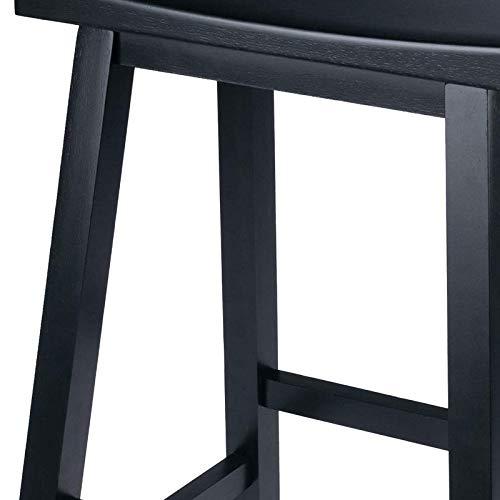 29" Satori Saddle Seat Barstool Black - Winsome: Solid Wood, High-Top Counter, Backless Design