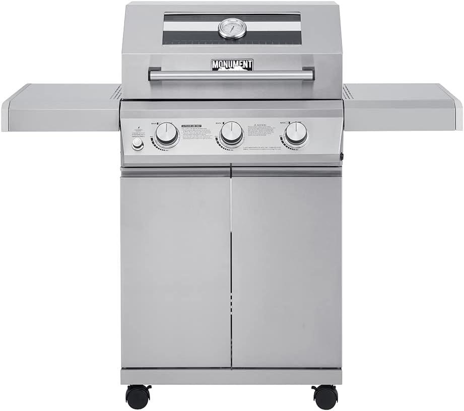 Monument Grills 35000 3-Burner Propane Gas Grill In Stainless With LED Controls