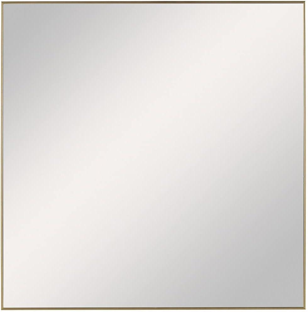 Contemporary Brushed Gold 29" Square Wood Vanity Mirror