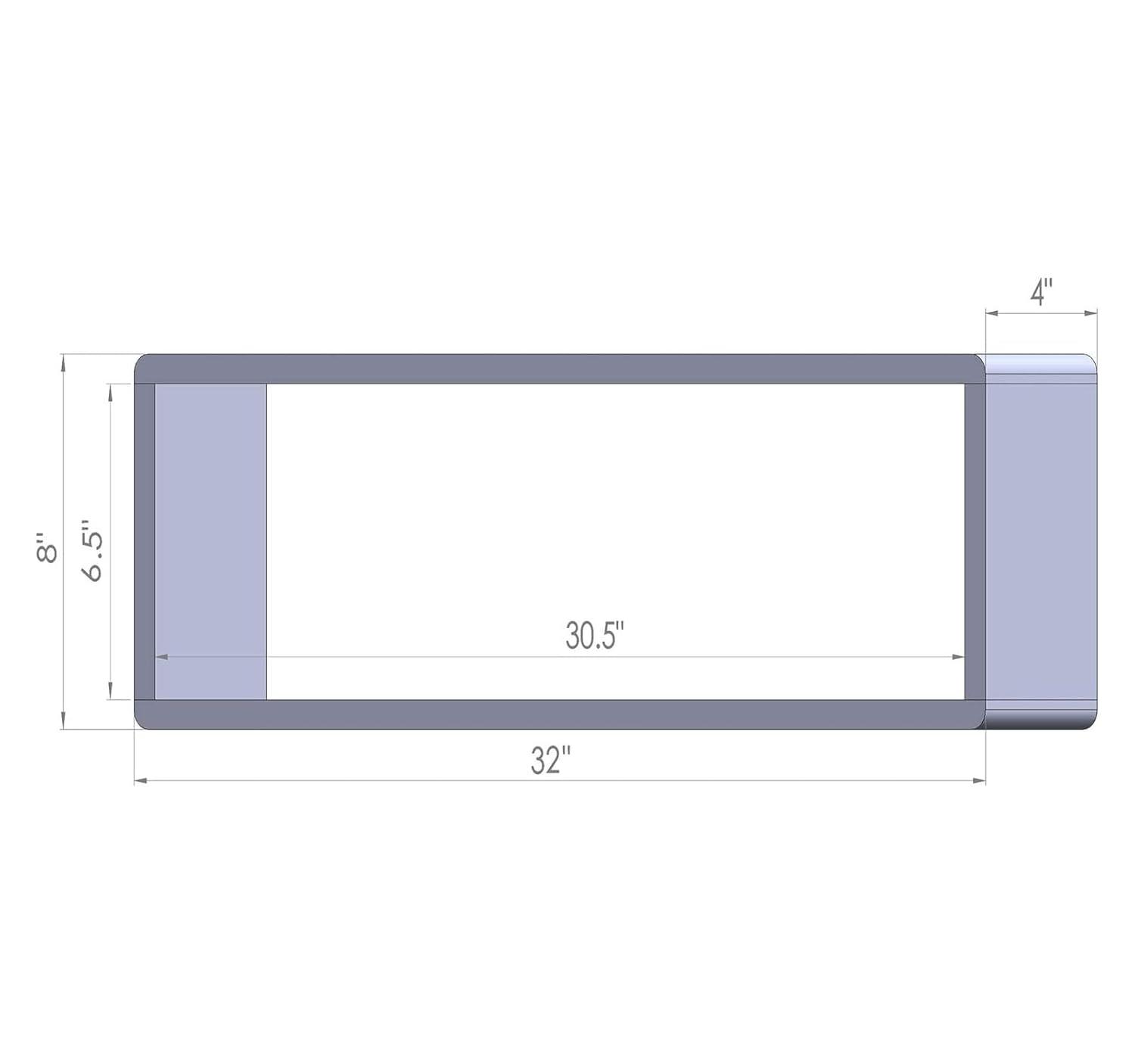 Stackable Floating Shelves, Farmhouse Style Decorative Box Bookshelves for Bedroom, Living Room, and More, Solid Wood, 8" H x 32" W x 4.00" D, Walnut Finish, 2-Pack