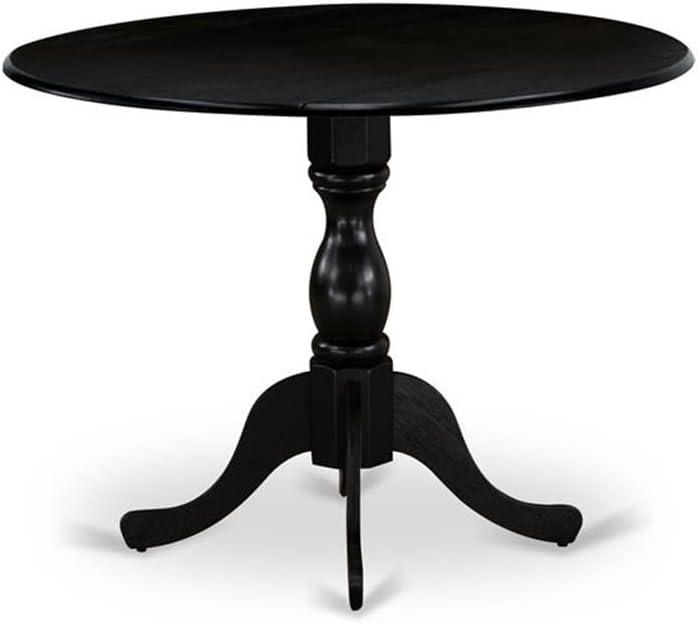 East West Furniture Dublin Wood Dining Table with Pedestal Legs in Black