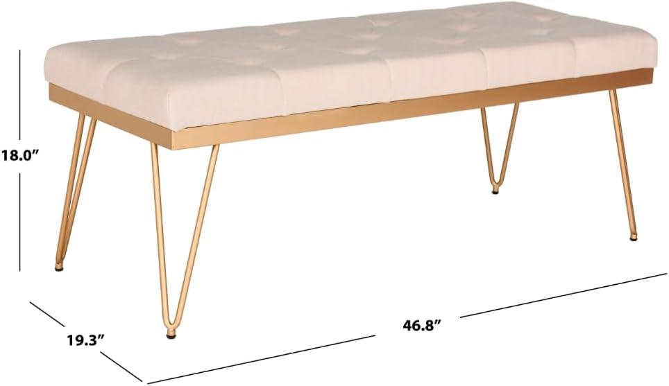 SAFAVIEH Marcella Contemporary Mid-Century Tufted Bench, Beige/Gold