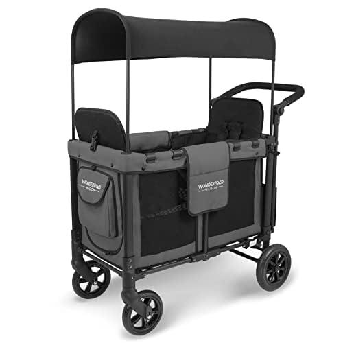 Charcoal Gray Double Seater Collapsible All-Terrain Stroller Wagon