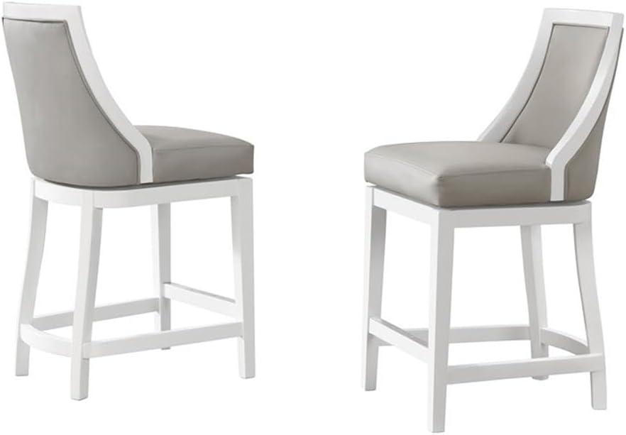 Alaterre Ellie Upholstered Swivel Bar Stool Chairs with Padded Seat and Back, Rubberwood Frame with Metal Kick Plate