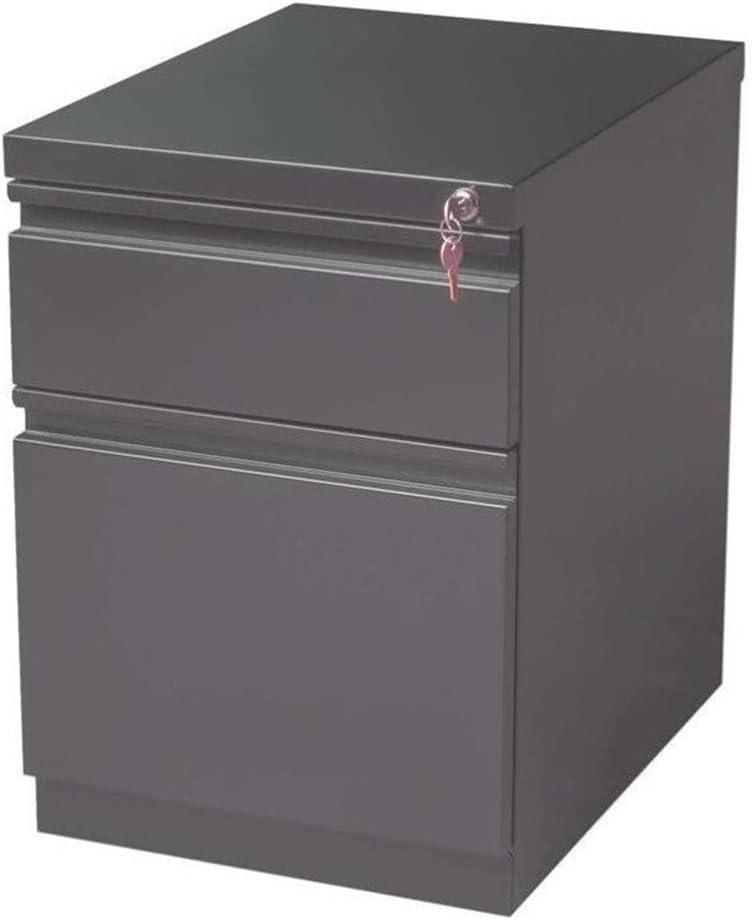 Hirsh 20" Deep Mobile Pedestal File Cabinet 2 Drawer Box-File, Letter Width, Charcoal