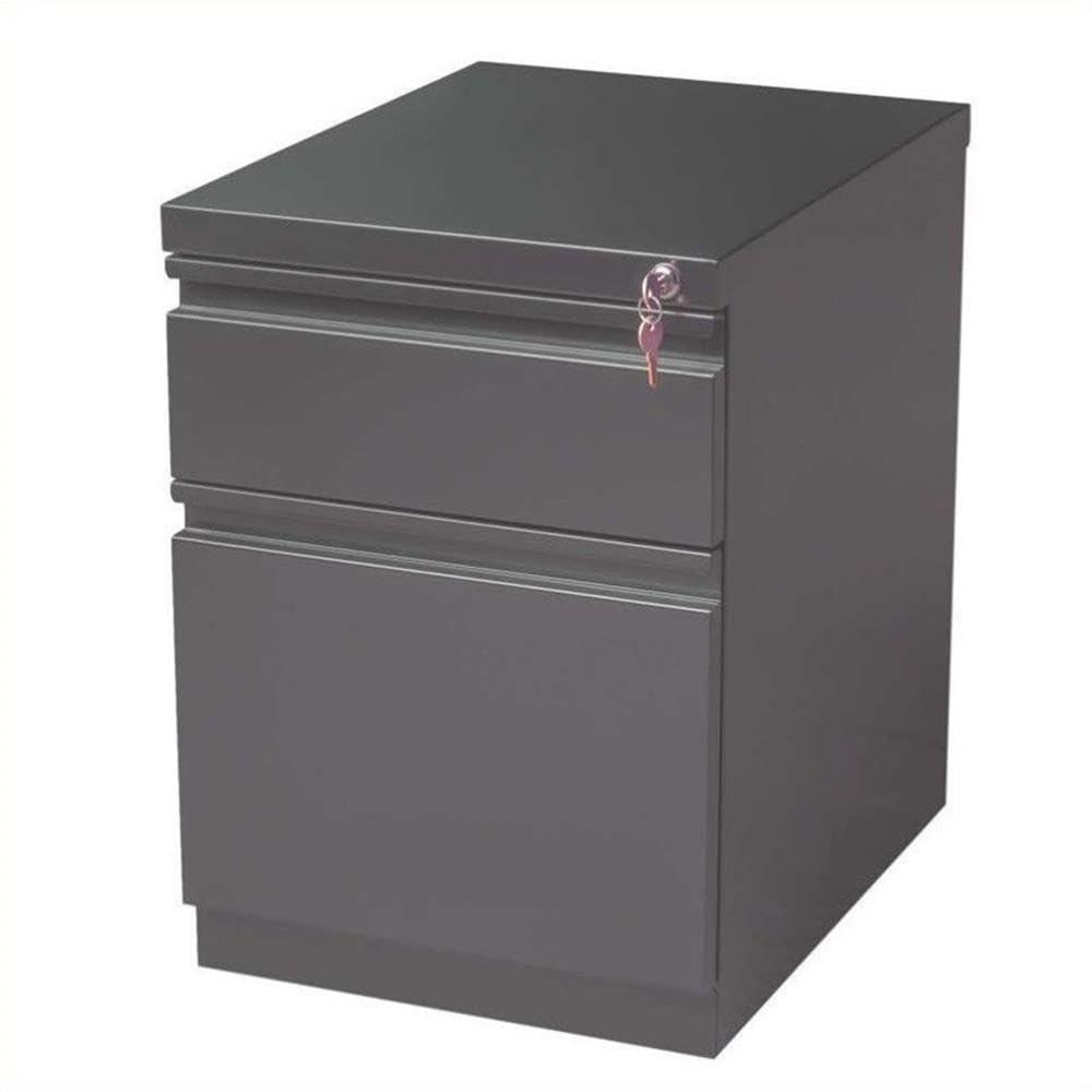 Hirsh 20" Deep Mobile Pedestal File Cabinet 2 Drawer Box-File, Letter Width, Charcoal
