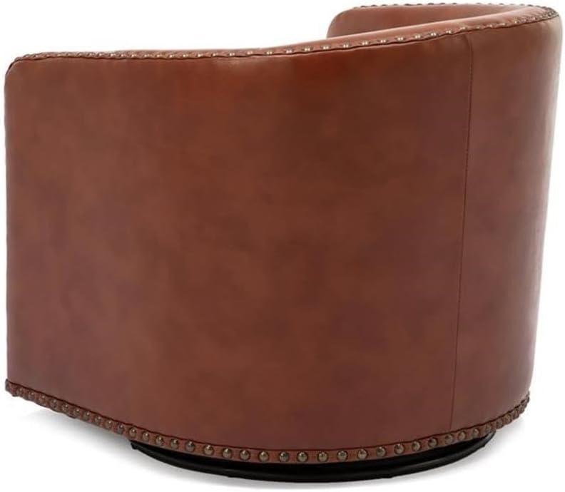Comfort Pointe Tyler Swivel Arm Chair Caramel: Upholstered Faux Leather, Metal Legs, No Assembly Required