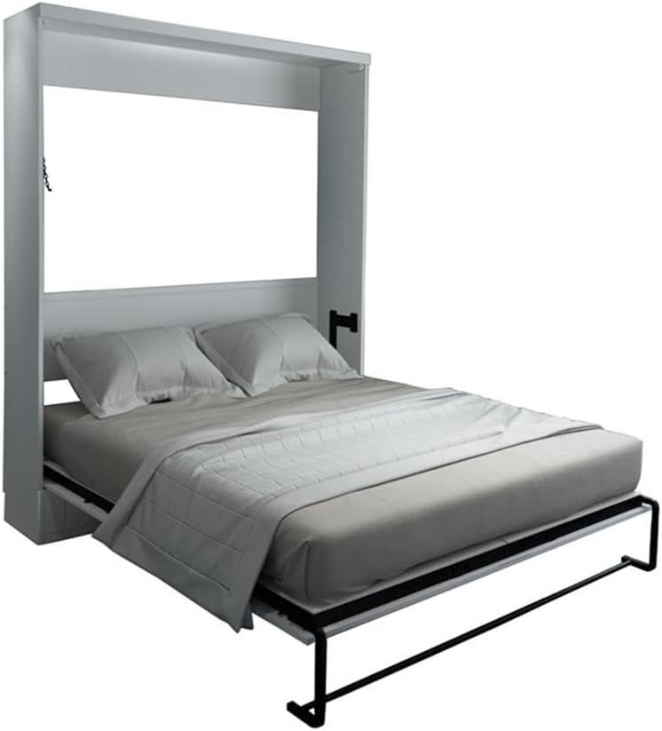 RoomAndLoft Queen Size Murphy Wall Bed in White Solid Wood - Easy Assembly