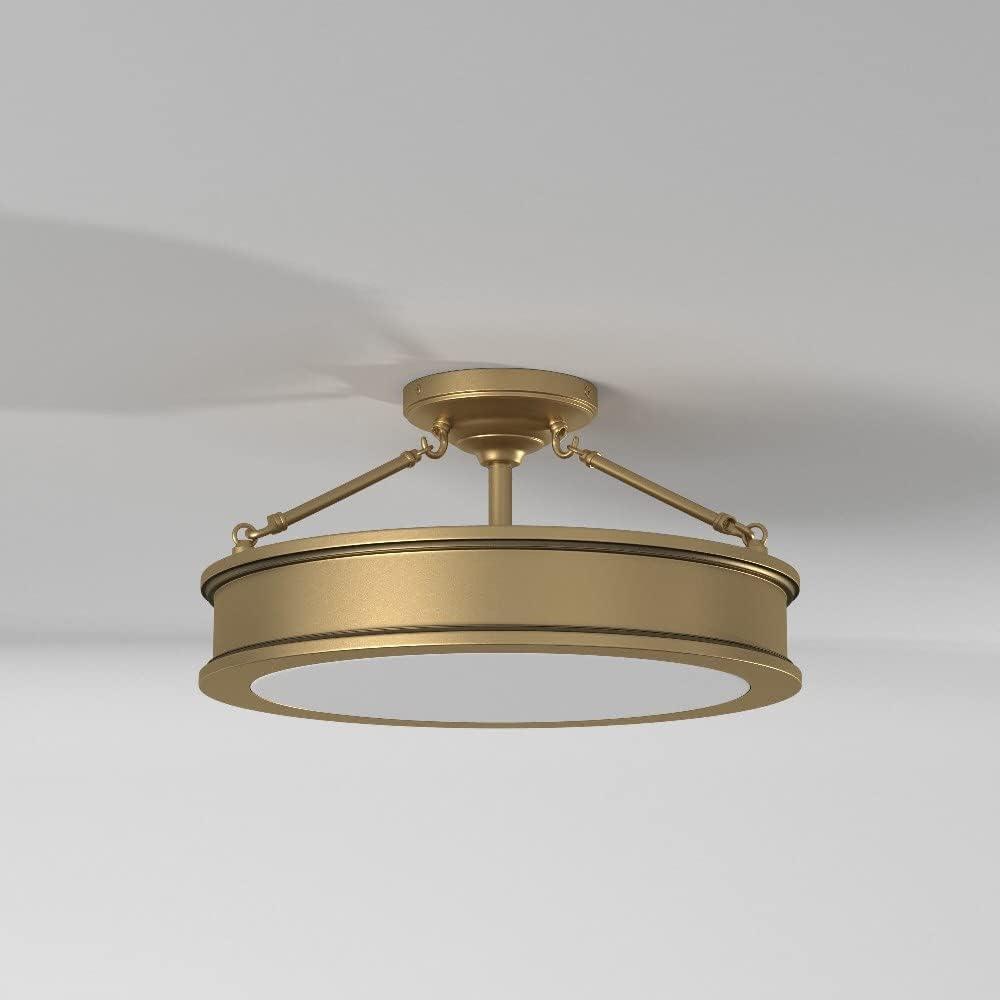 Liberty Gold 3-Light Semi Flush Mount with Etched Glass