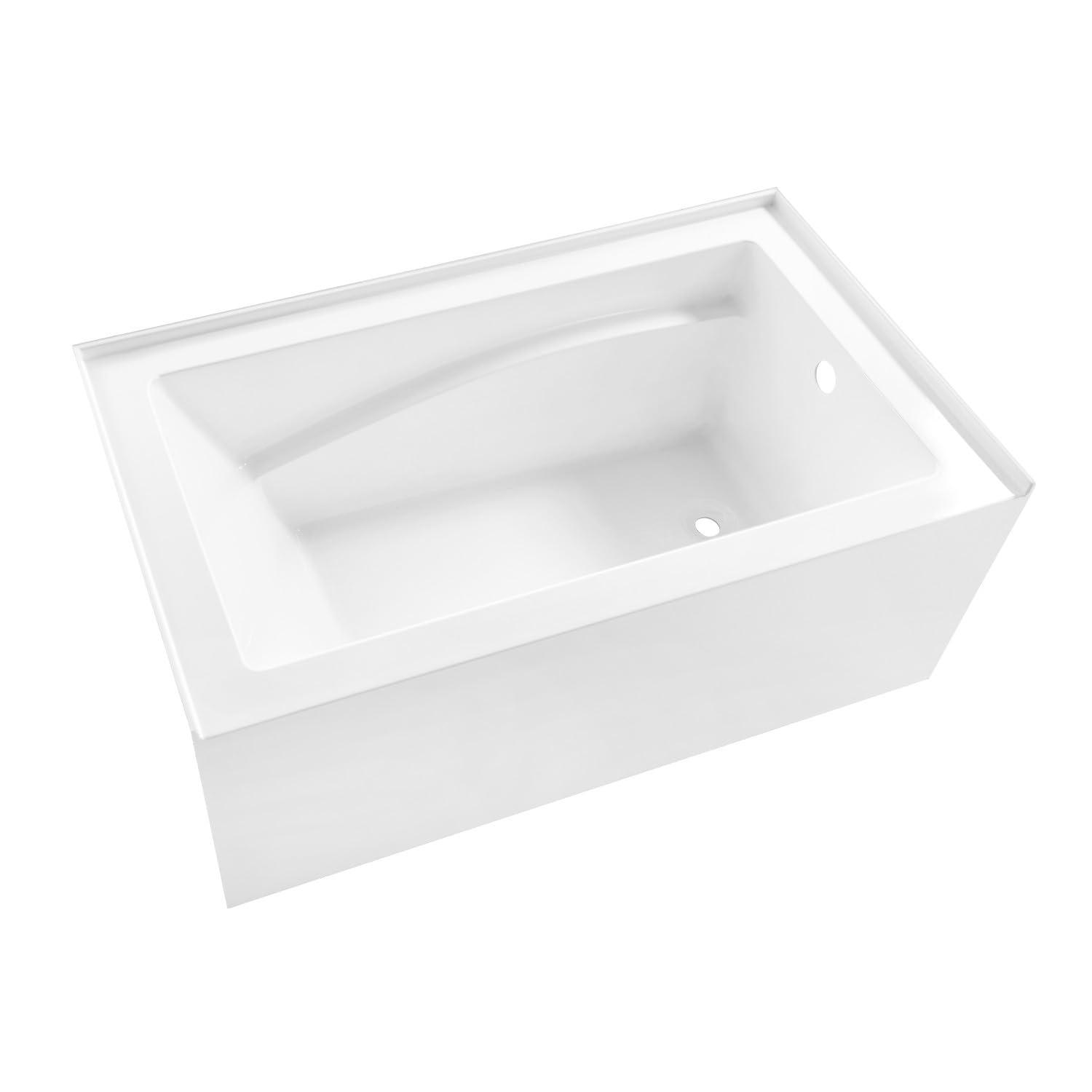 Kingston Brass Aqua Eden 54-Inch Acrylic Rectangular 3-Wall Alcove Tub, Hand Drain and Anti-Skid Surface