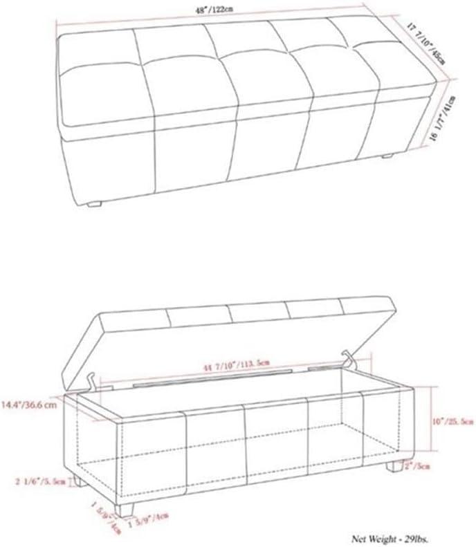 Simpli Home Castleford Large Storage Ottoman Bench