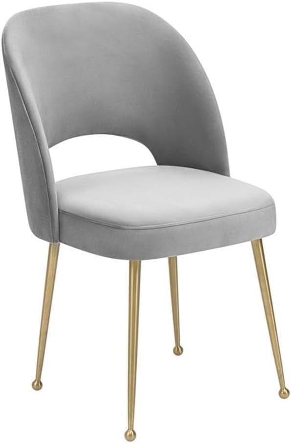 TOV Furniture Swell Light Grey Velvet Dining Chair with Gold Legs