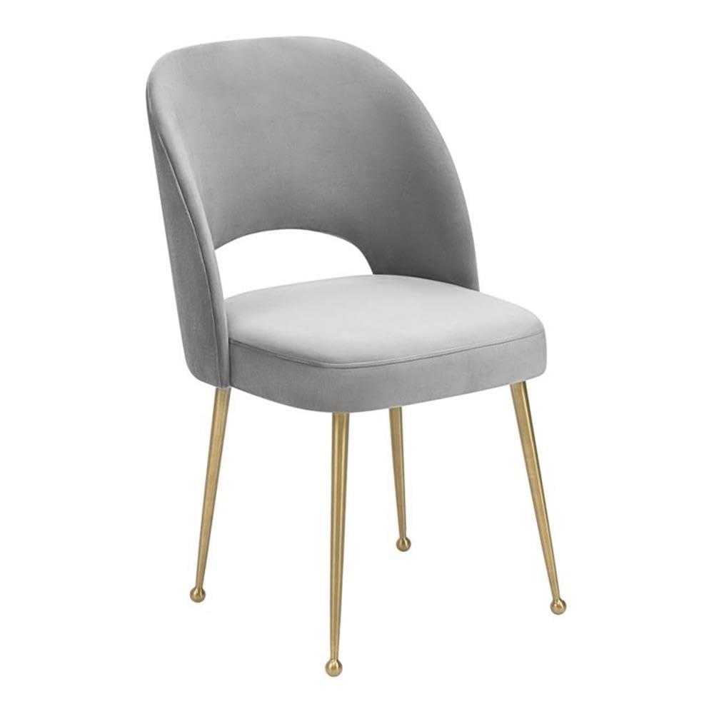 TOV Furniture Swell Light Grey Velvet Dining Chair with Gold Legs