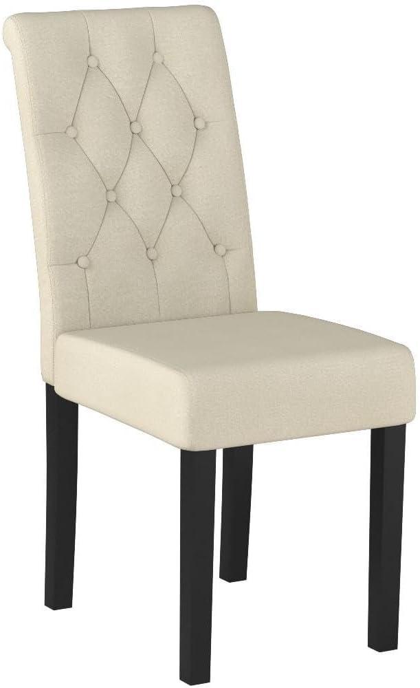 Yardi Yard Set of 2 Tufted Upholstered Dining Chairs-Beige, Dining Chairs Set, Dining Room Chair for Kitchen, Dining, Bedroom, Living