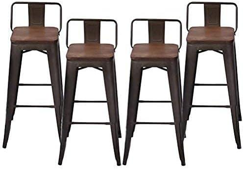 Changjie Furniture 30 Inch Bar Stools Set of 4 Industrial Metal Barstools Bar Height Bar Stool with Backs (30 inch, Rusty)