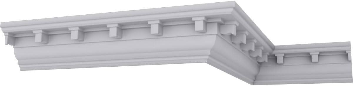 Nouveau Dentil White Polyurethane Crown Moulding 94.5"