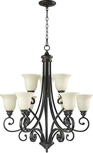 Bryant 9-Light Oiled Bronze Chandelier with Amber Glass Shades