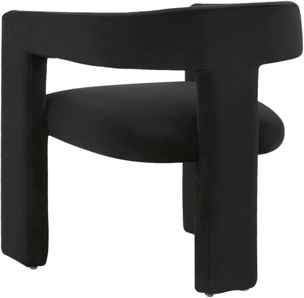 Modern Black Velvet Barrel Accent Chair with Open Back