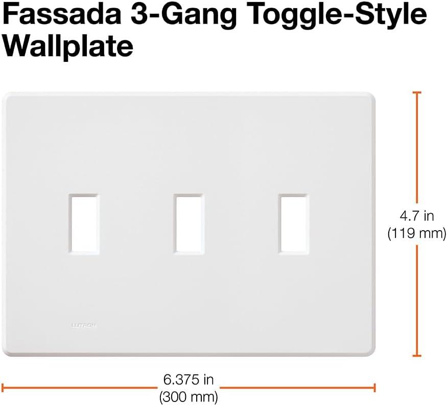 Lutron Fassada 3 Gang Wallplate for Toggle-Style Dimmers and Switches, FG-3-LA, Light Almond (1-Pack)