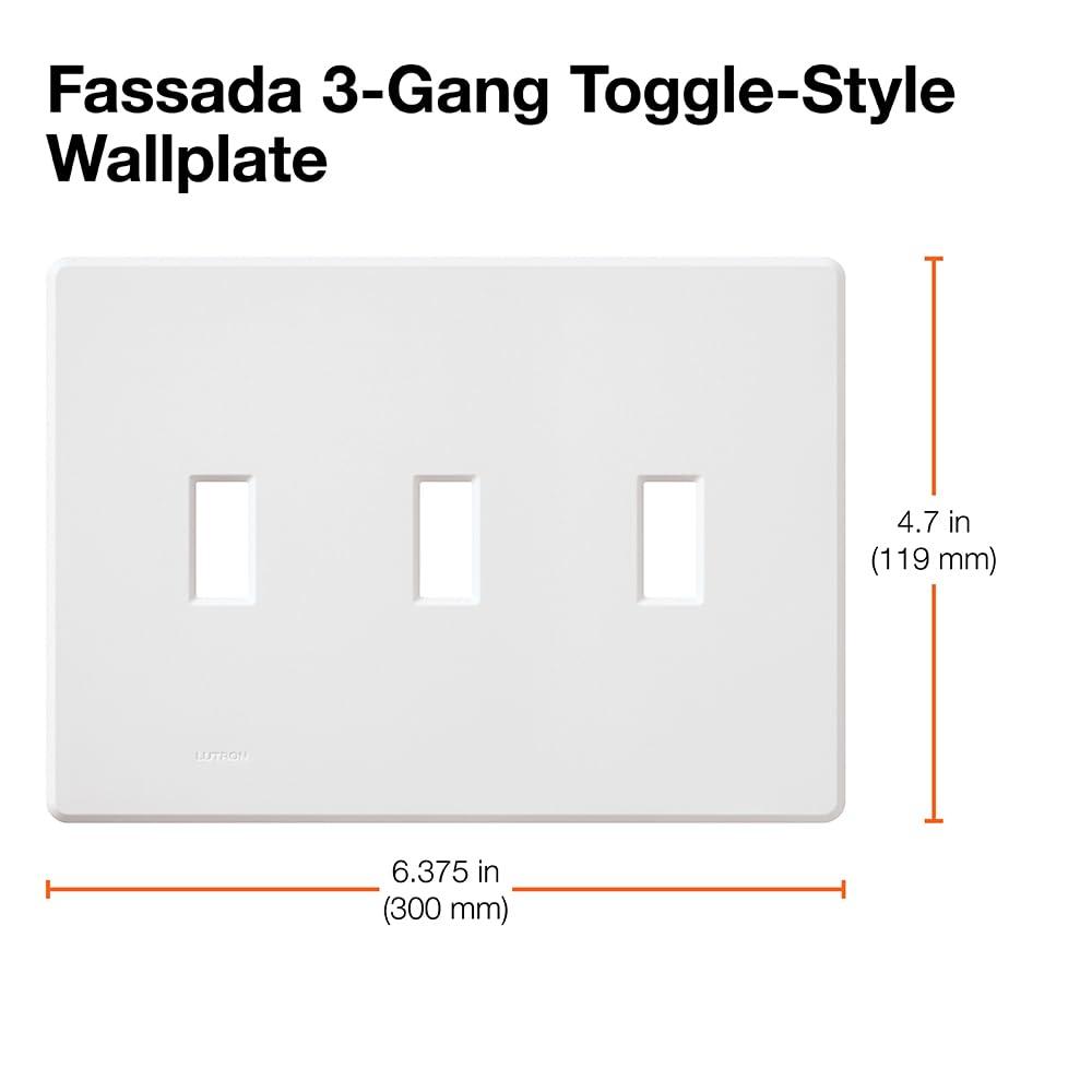 Lutron Fassada 3 Gang Wallplate for Toggle-Style Dimmers and Switches, FG-3-LA, Light Almond (1-Pack)