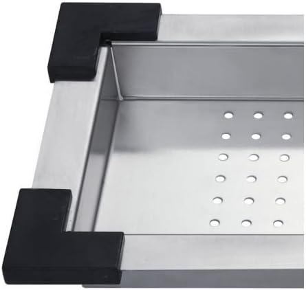 Stainless Steel Rectangular Colander with Black Cushions